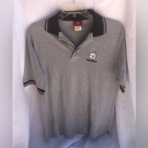 Steelers polo style shirt gray NFL official brand size medium